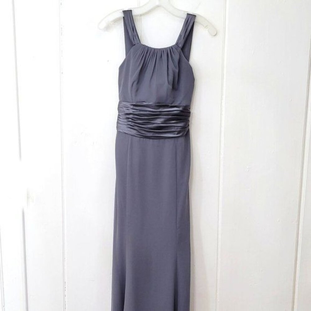 David's Bridal Gray Sleeveless Chiffon Gown Women's Size 6 NWT